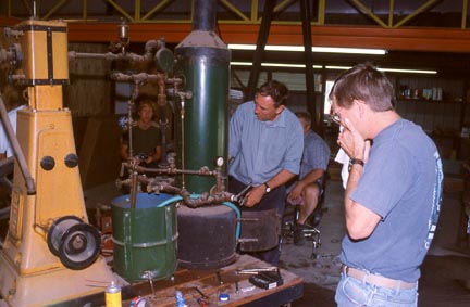 Rod Muller firing up the Waxh Steam Engines